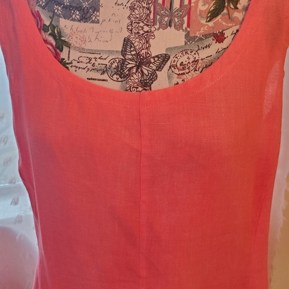 Eileen Fisher 3 Pc,Watermelon Maxi Dress, Matching Sweater, and Slip - Picture 4 of 12